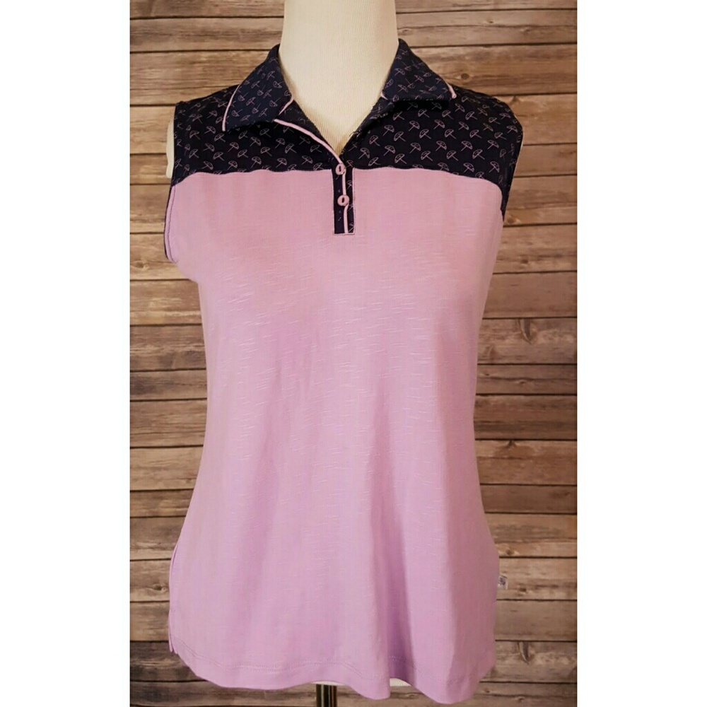 Lady Hogan Sleeveless Navy Pink Umbrella Golf Top
